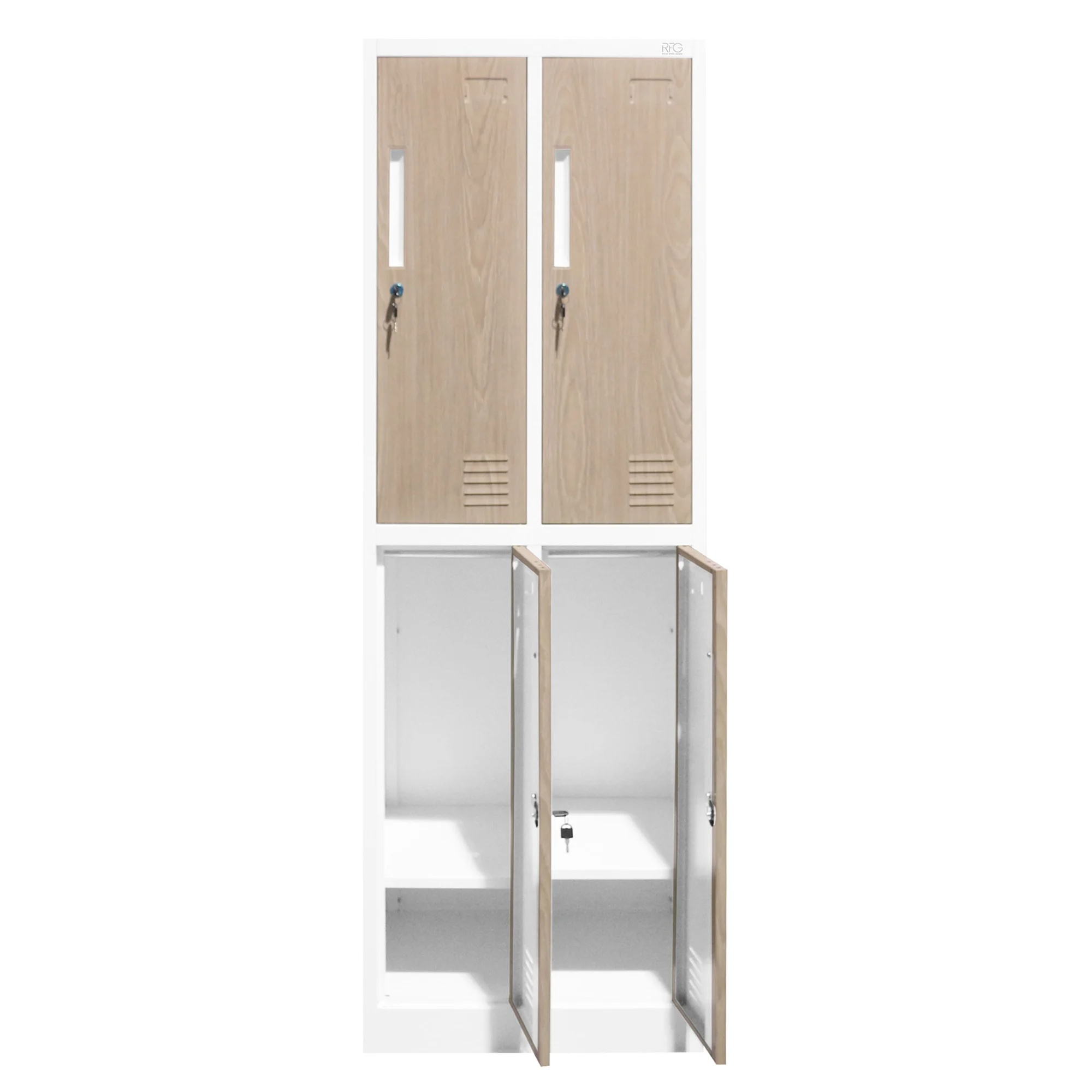 Метален гардероб 4 отделения RFG 900/450/1850 кехлибарен дъб-бяло